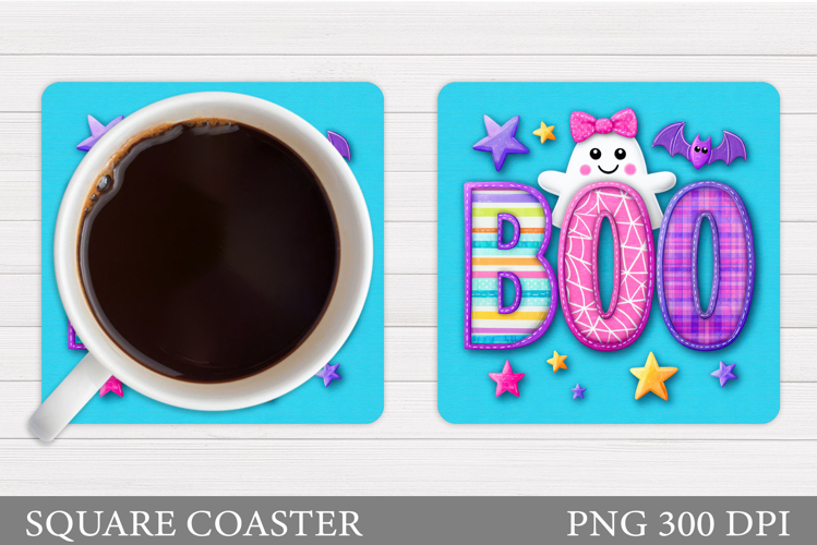 Ghost Boo Coaster Design. Cute Halloween Sublimation