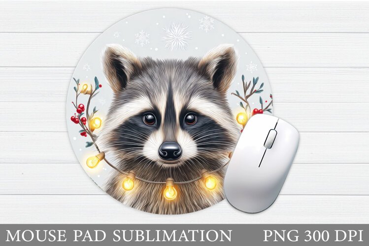 Christmas Raccoon Mouse Pad. Christmas Mouse Pad Design example image 1