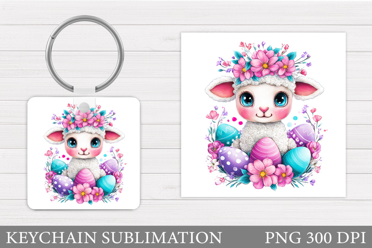 Easter Lamb Keychain Sublimation. Easter Keychain Design