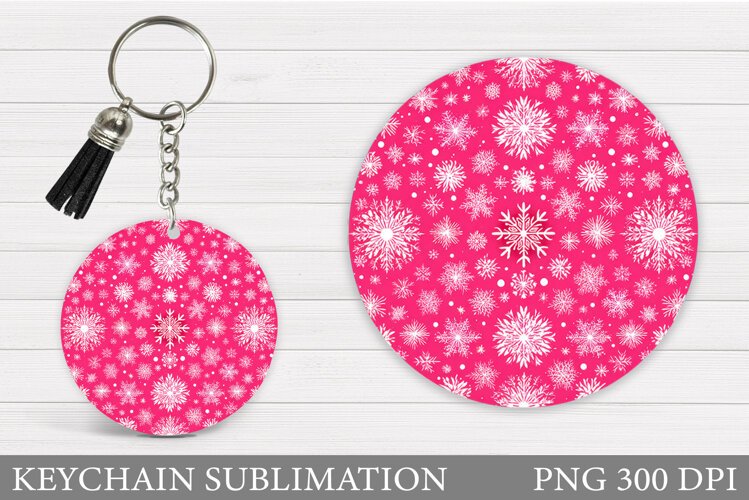 Snowflakes Keychain Design. Christmas Keychain Sublimation example image 1