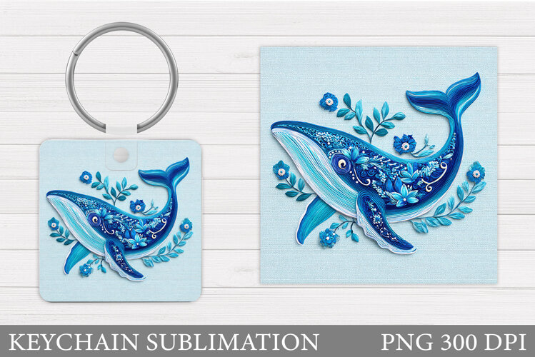 Whale Keychain Sublimation. Whale Sublimation example image 1