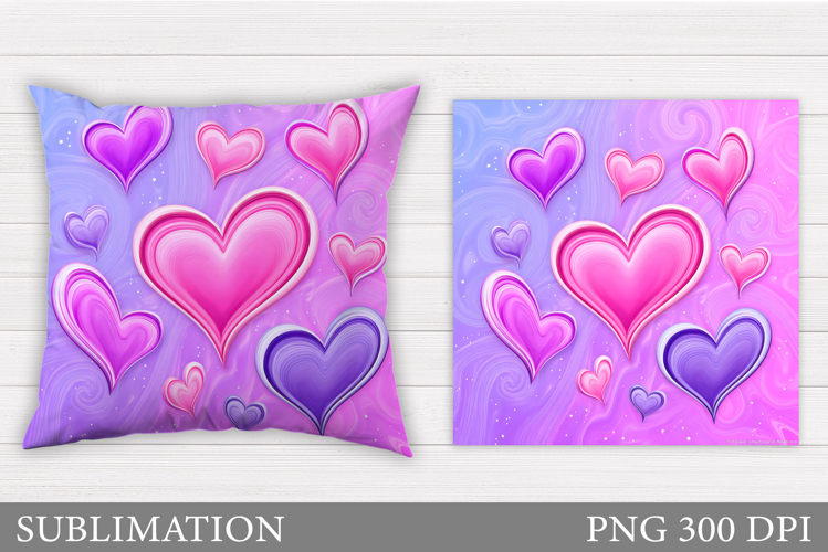 Hearts Pillow Design. Valentines Pillow Sublimation