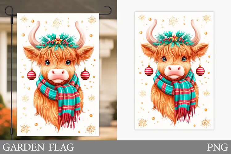 Christmas Cow Garden Flag. Christmas Garden Flag Design