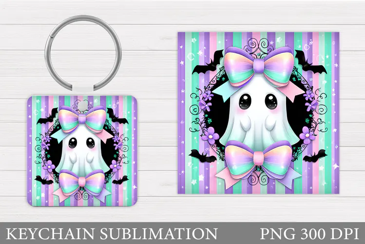 Ghost Keychain Design. Halloween Keychain Sublimation