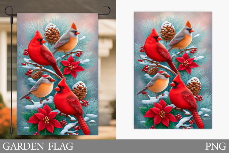 Christmas Cardinal Garden Flag. Christmas Garden Flag Design