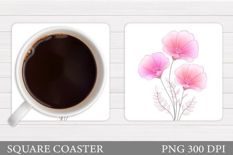 Flowers Coaster Sublimation. Floral Coaster Design example image 1