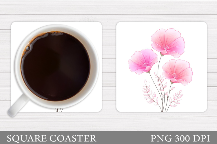 Flowers Coaster Sublimation. Floral Coaster Design