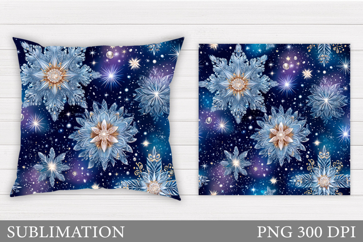 Snowflakes Pillow Design. Winter Pillow Sublimation