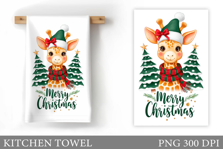Cute Giraffe Kitchen Towel. Christmas Kitchen Towel Design