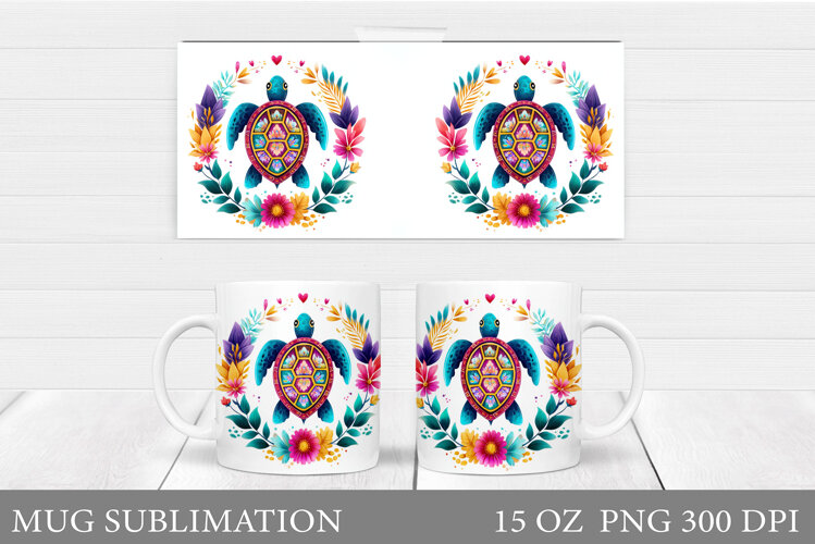 Sea Turtle Mug Sublimation. Sea Turtle Mug Wrap Design example image 1