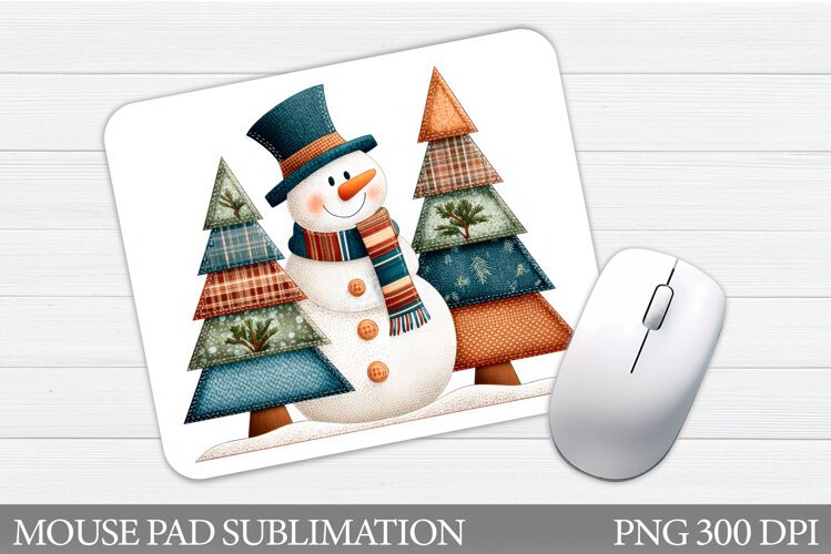 Snowman Mouse Pad Design. Christmas Mouse Pad Sublimation example image 1