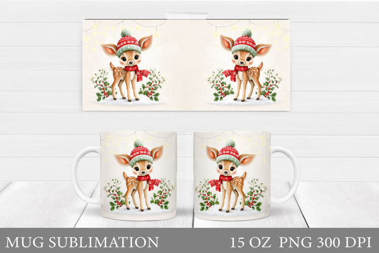 Christmas Deer Mug Design. Christmas Mug Sublimation