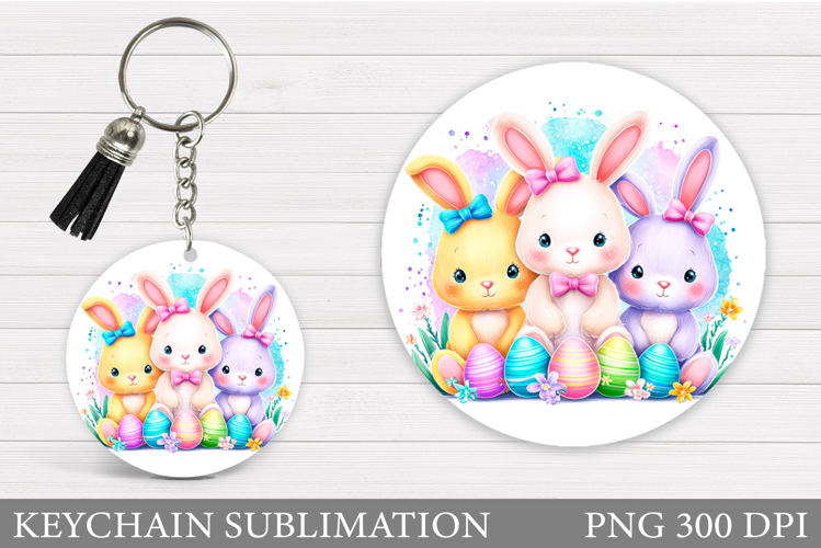 Easter Bunny Keychain Sublimation. Easter Keychain Design