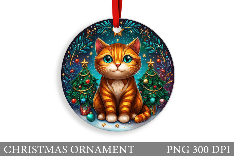 Cute Cat Christmas Ornament. Winter Cat Christmas Ornament