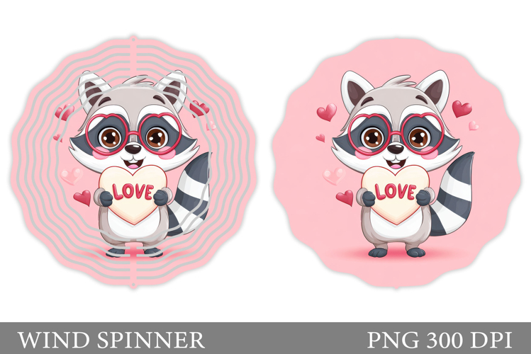 Valentines Raccoon Wind Spinner. Valentines Wind Spinner