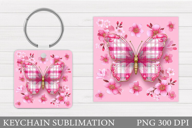 Butterfly Flowers Keychain. Butterfly Keychain Sublimation example image 1