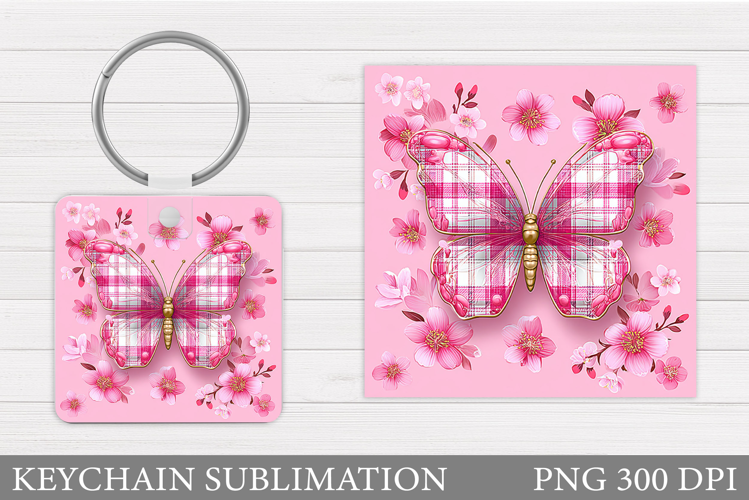 Butterfly Flowers Keychain. Butterfly Keychain Sublimation
