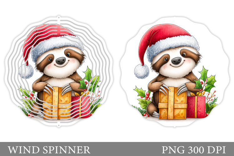 Christmas Sloth Wind Spinner. Christmas Wind Spinner