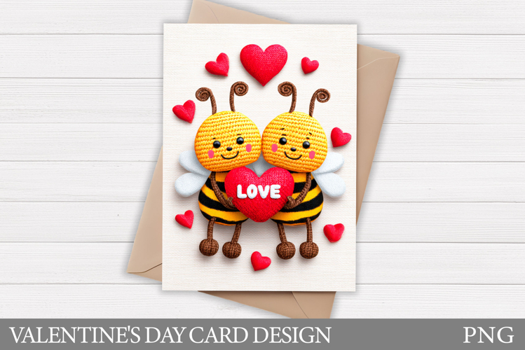 Valentines Bee Card Printable. Valentines Card Design