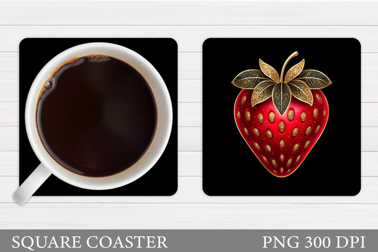Strawberry Coaster Sublimation. Berries Coaster Design