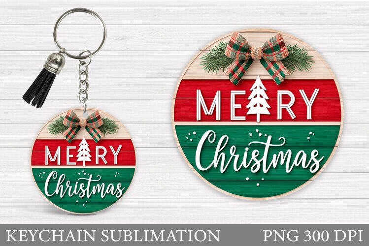 Merry Christmas Keychain. Christmas Keychain Design example image 1