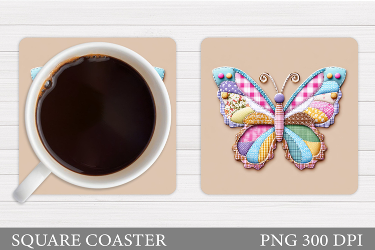 Patchwork Butterfly Coaster. Butterfly Sublimation