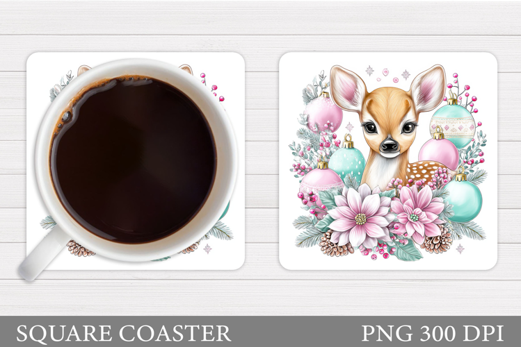 Christmas Deer Coaster Design. Christmas Coaster Sublimation