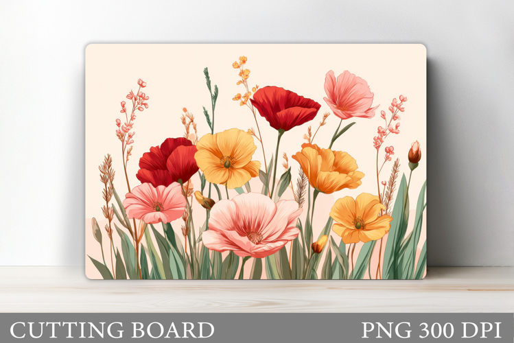 Flowers Cutting Board Sublimation. Wildflowers Cutting Board