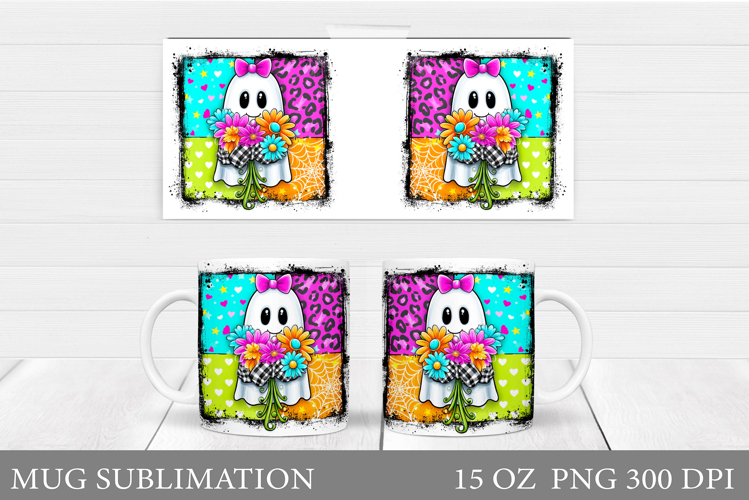 Halloween Ghost Mug Design. Cute Halloween Mug Sublimation