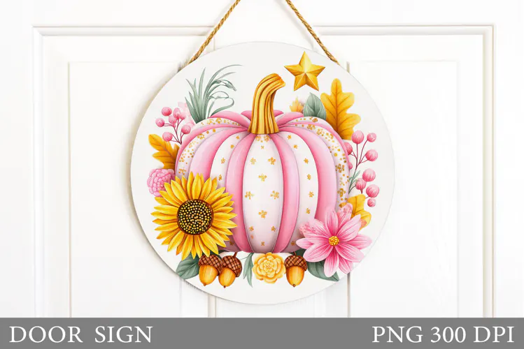 Pumpkin Door Sign Sublimation. Fall Door Sign Design