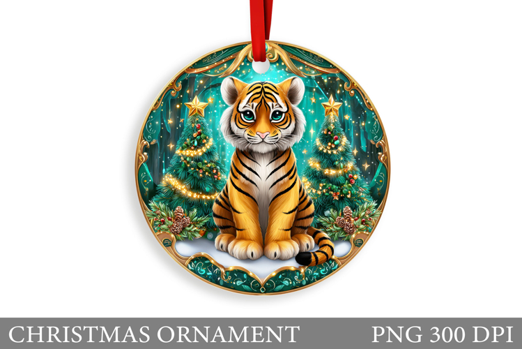 Cute Tiger Christmas Ornament. Christmas Ornament Design