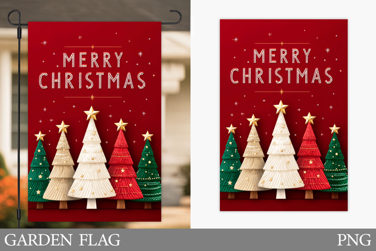 Christmas Tree Garden Flag. Merry Christmas Garden Flag