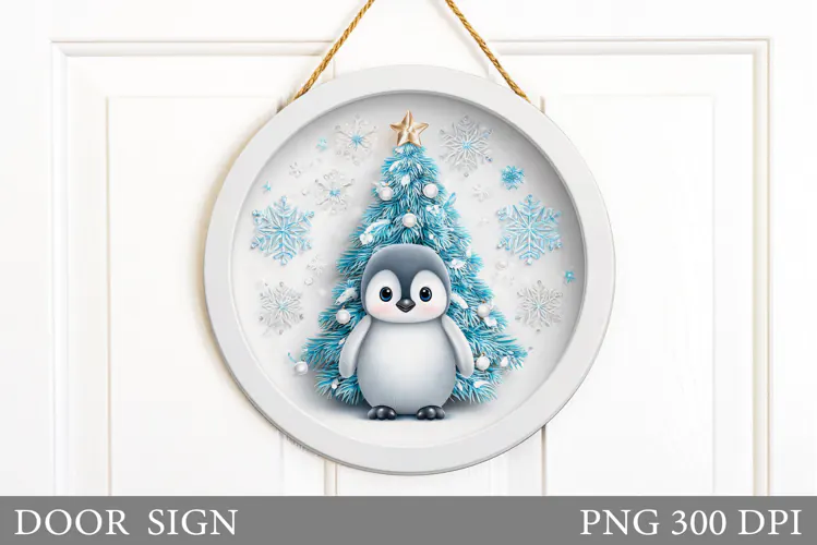 Christmas Penguin Door Sign. Christmas Door Sign Design