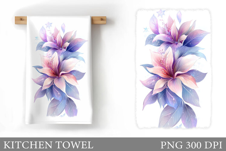 Flowers Kitchen Towel Design. Kitchen Towel Sublimation example image 1