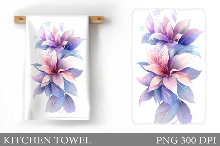 Flowers Kitchen Towel Design. Kitchen Towel Sublimation