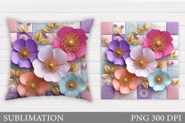 Flowers Pillow Design. Floral Pillow Sublimation example image 1