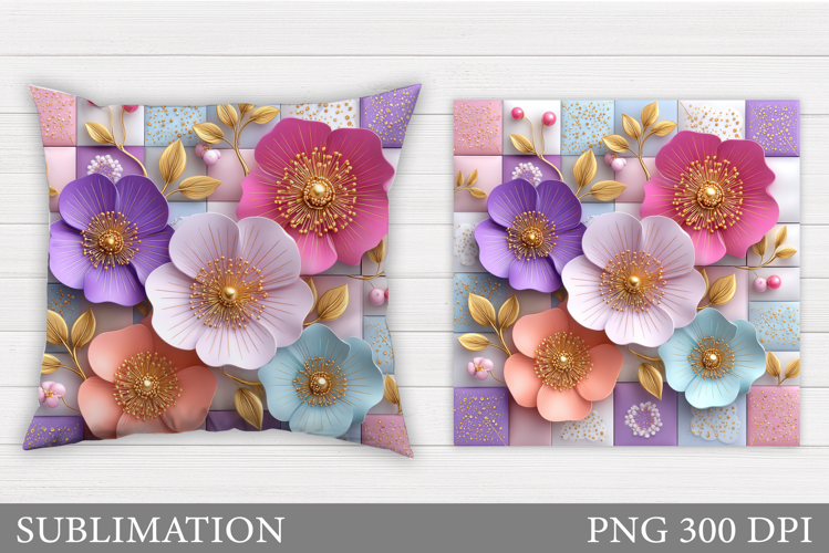 Flowers Pillow Design. Floral Pillow Sublimation