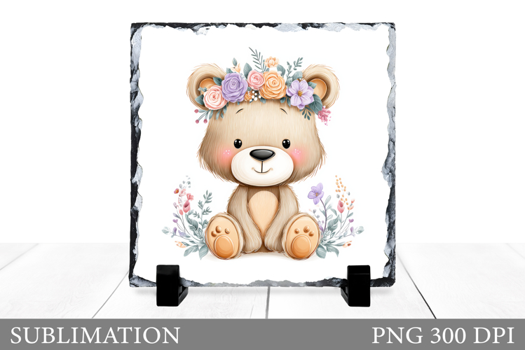 Cute Bear Sublimation. Summer Bear Slate Sublimation
