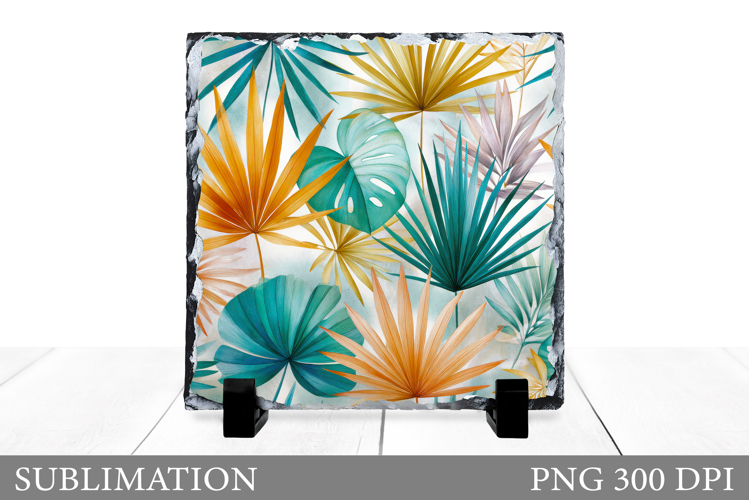 Tropical Leaves Sublimation. Tropical Leaves Slate Design