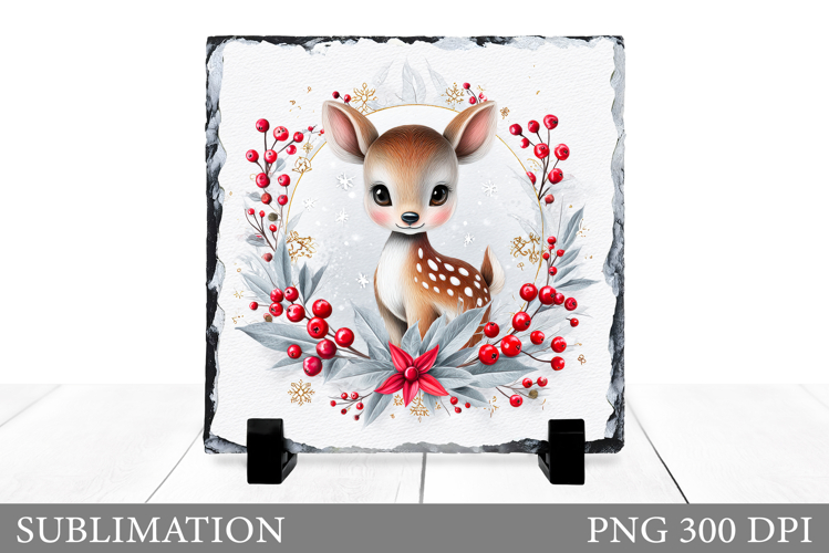 Christmas Deer Sublimation. Christmas Deer Slate Design