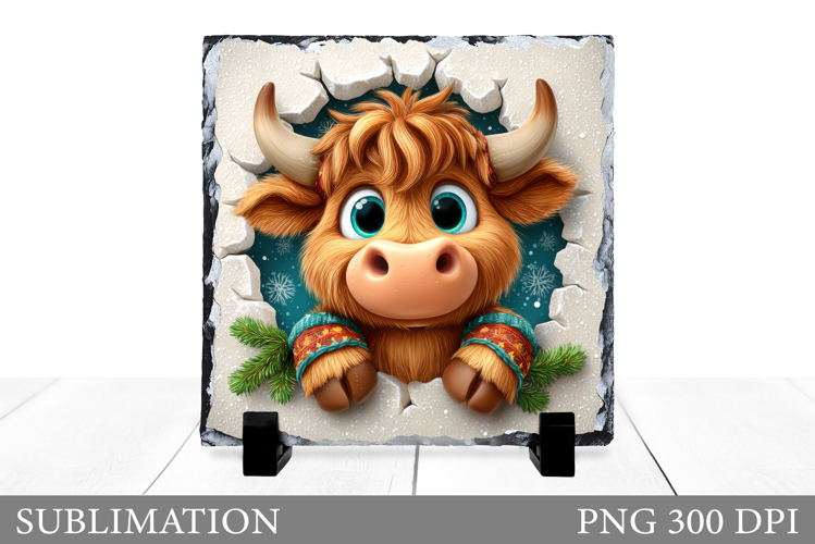 Cow Sublimation. Cute Cow Slate Sublimation