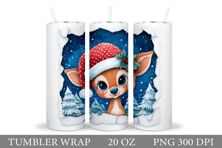 Christmas Deer Tumbler Design. Christmas Tumbler Sublimation