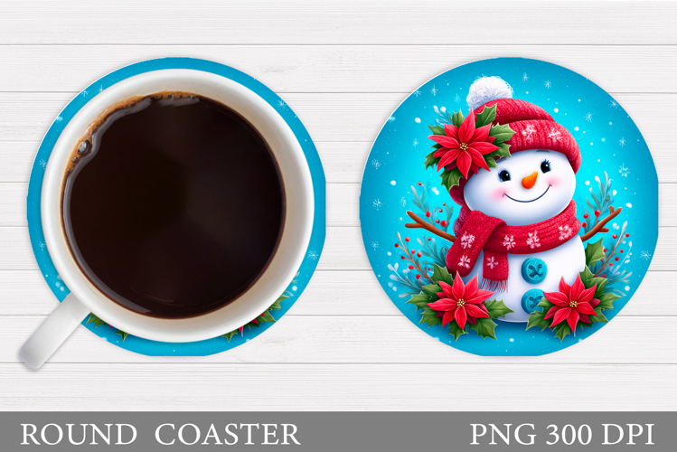 Cute Snowman Coaster Design. Christmas Coaster Sublimation