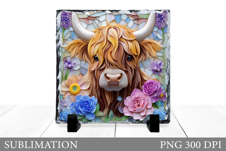 Highland Cow Sublimation. Cute Cow Slate Design
