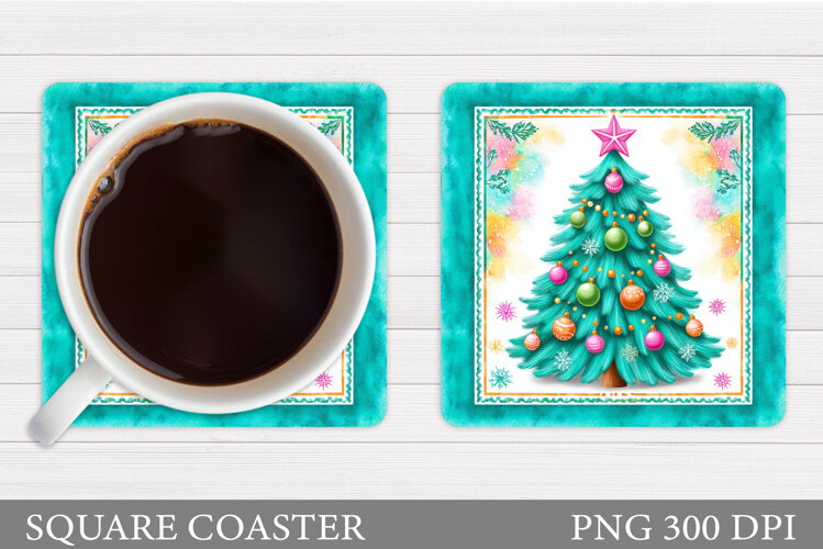 Christmas Tree Coaster Sublimation. Christmas Coaster Design example image 1