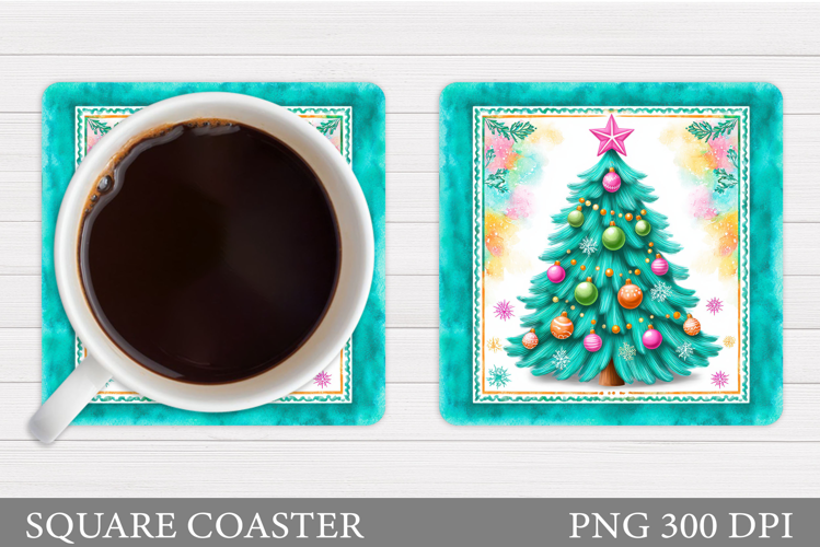Christmas Tree Coaster Sublimation. Christmas Coaster Design