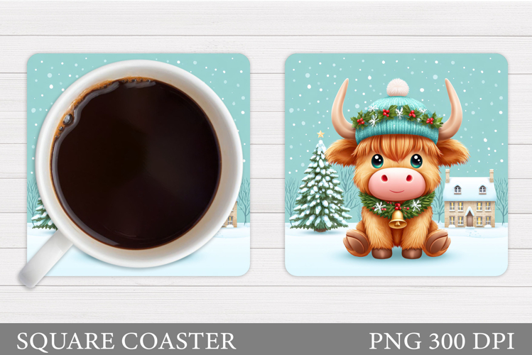 Christmas Cow Coaster. Christmas Cow Coaster Sublimation