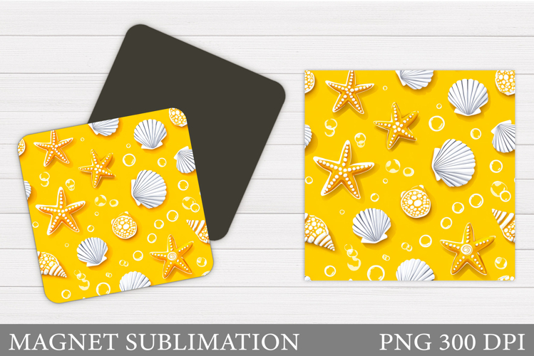 Seashell Magnet Design. Starfish Magnet Sublimation