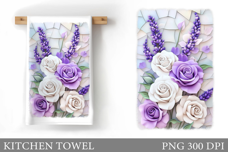 Roses Kitchen Towel. Flowers Kitchen Towel Sublimation