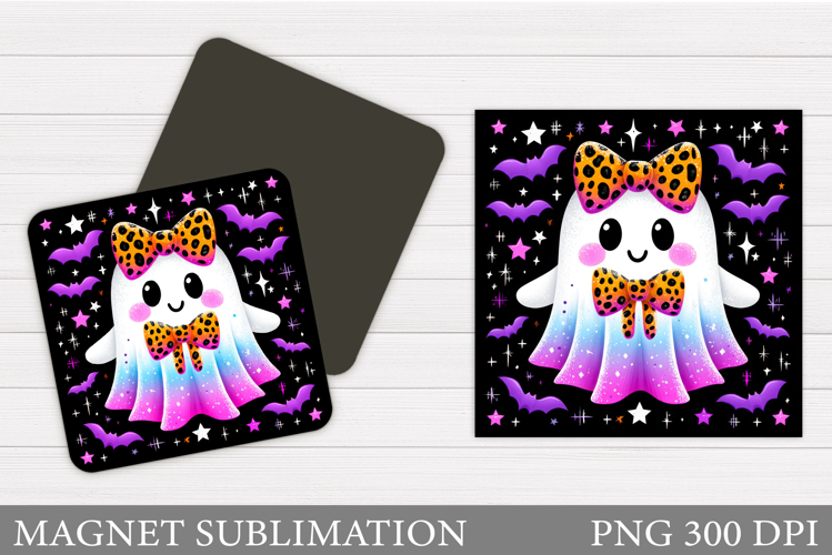 Cute Ghost Magnet Design. Halloween Magnet Sublimation